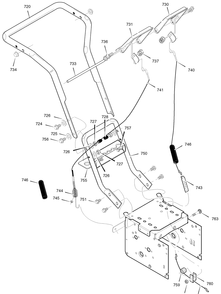 Handle Assembly Diagram and Parts List for 622505X105A 2004 Briggs and Stratton Snow Blower